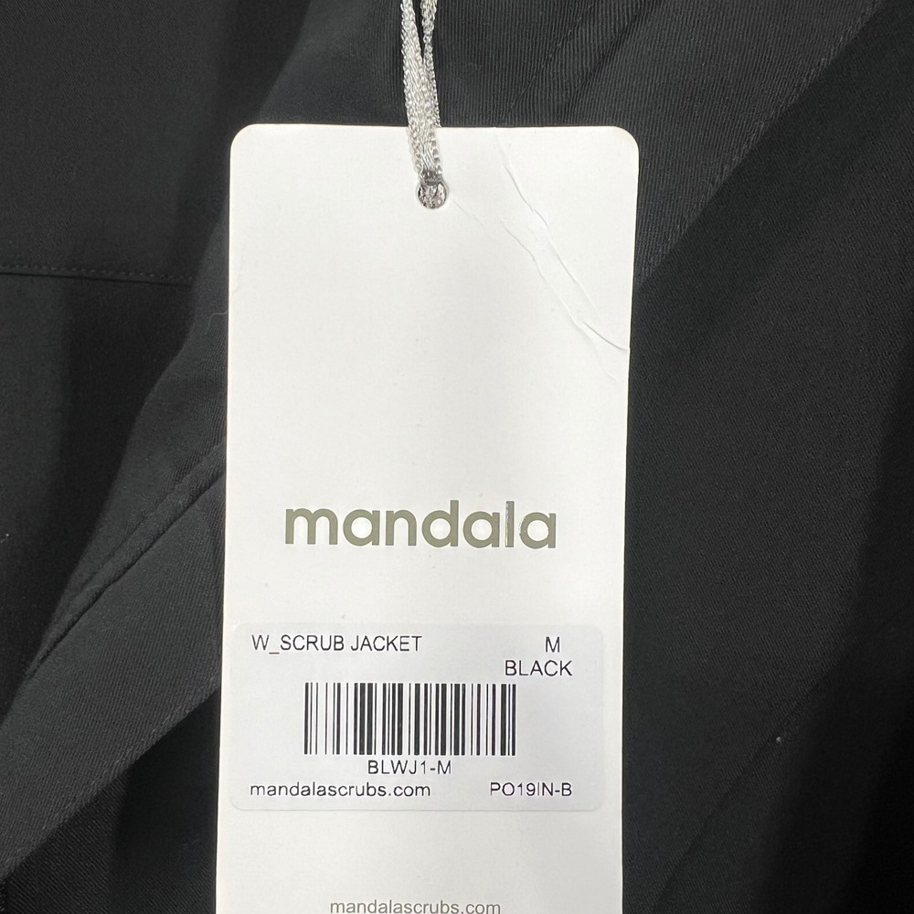 Mandala Scrub Jacket Women Size M Black Equa-Tek Full Zip Mock Neck Pockets - Picture 3 of 14